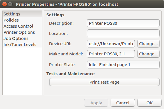 Kiosk Printer linux drivers