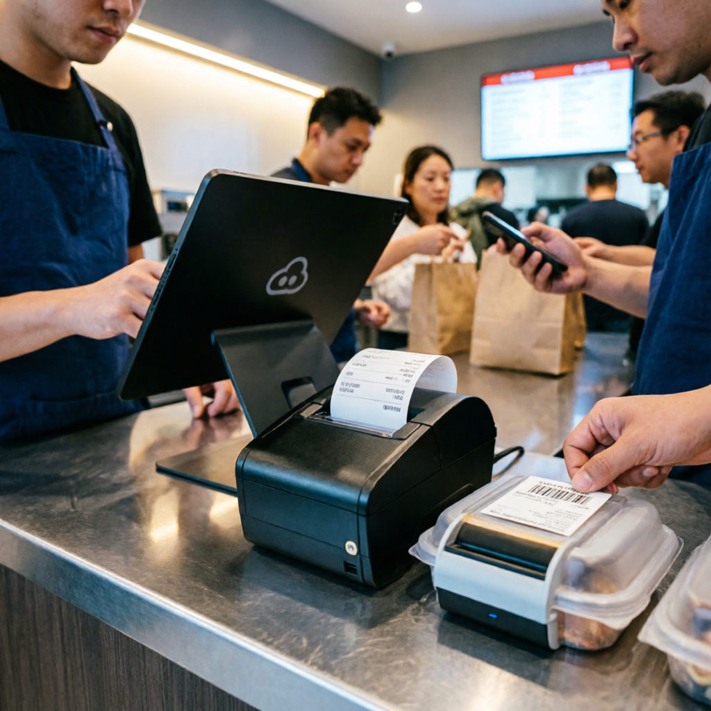 HSPOS Cloud POS System for Retail & Restaurants: Thermal Printers, Label Integration, and Self-Service Kiosks