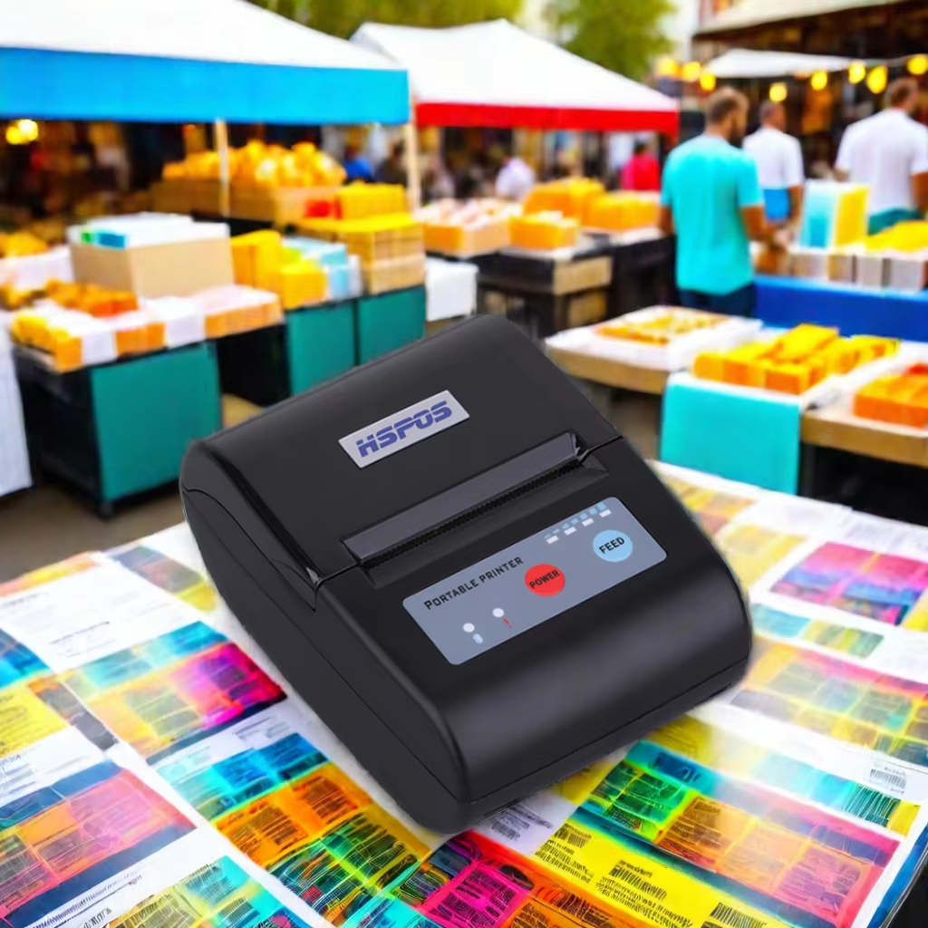 HS-585 printer 57.5mm paper roll loading operation