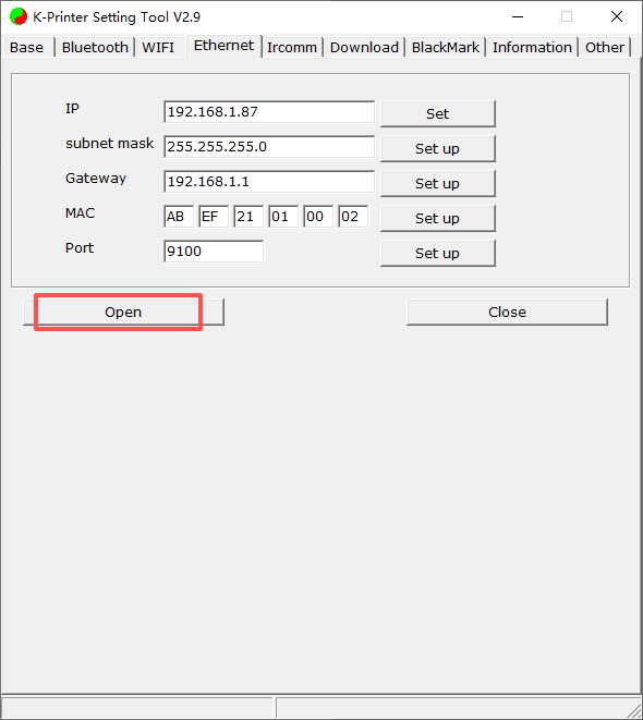 80D printer DHCP setup